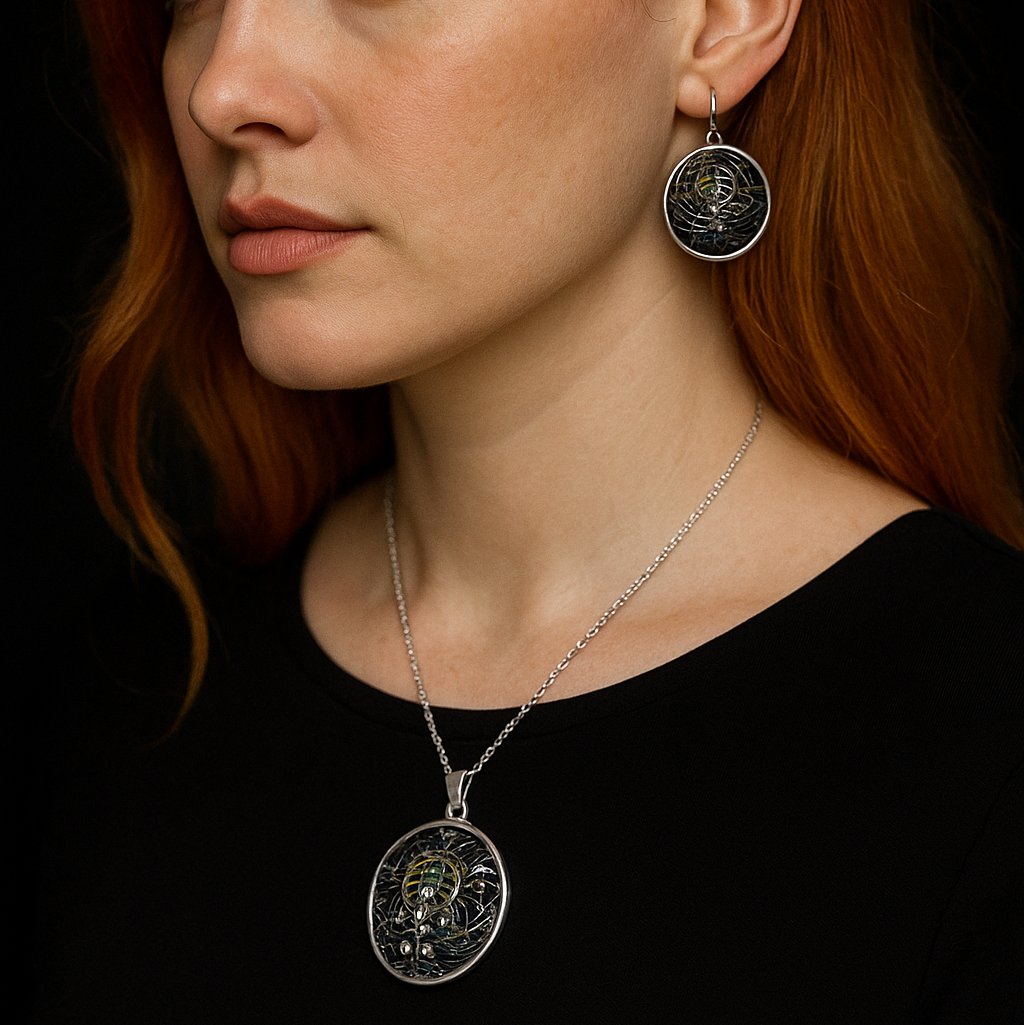 conjunto plata , resina